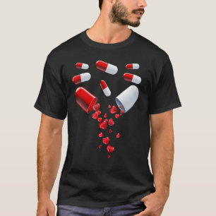 T-shirt Pilules Coeur Amour Valentines Coeurs Médecine Pha