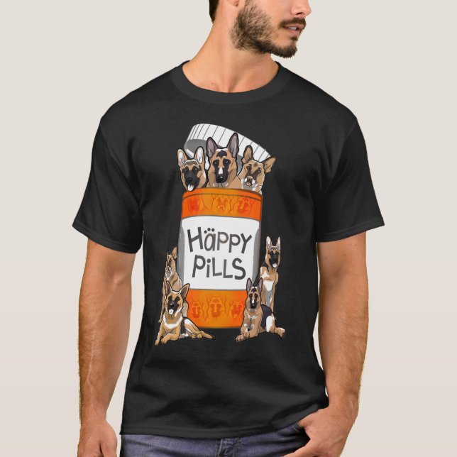 T-shirt Pilules joyeuses pour berger allemand (Devant)
