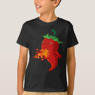 T-shirt piment chaud rouge avec flamme