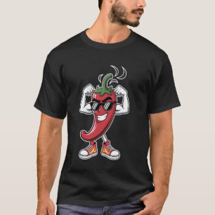 T-shirt Piment Fort Fait des Muscles avec des Lunettes de