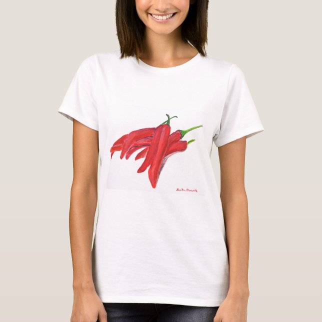 T-shirt Piments chauds rouges aquarelles légumes (Devant)