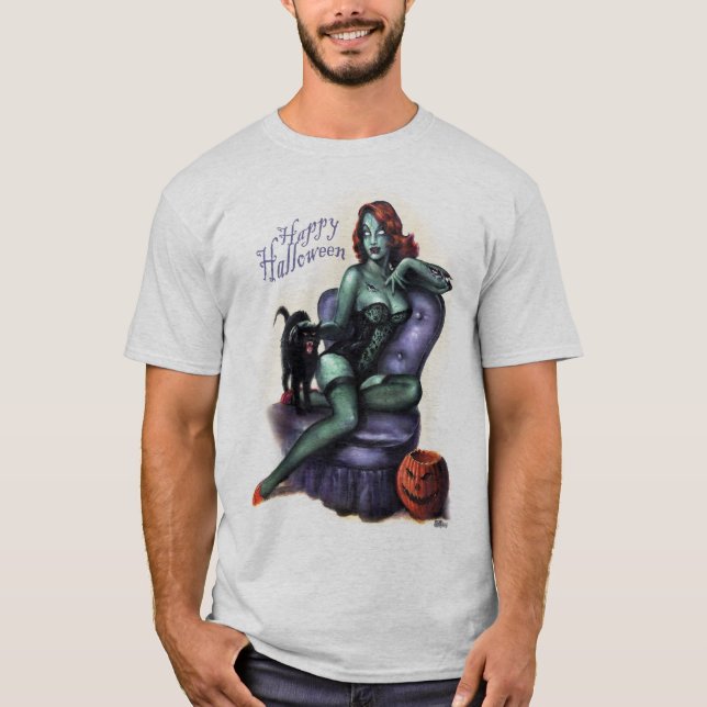 T-shirt Pin de fille de zombi de Halloween (Devant)