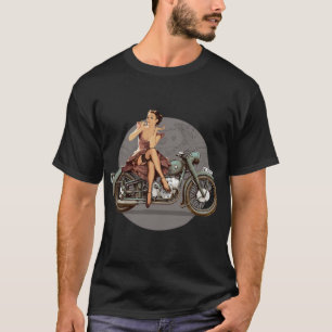 T-shirt Pin-up fille 1940s moto rétro poster 2ÈME GUERRE M