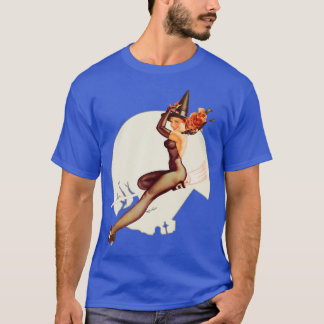 T-shirt Pin up Girl Witch Happy Halloween Retro Poster