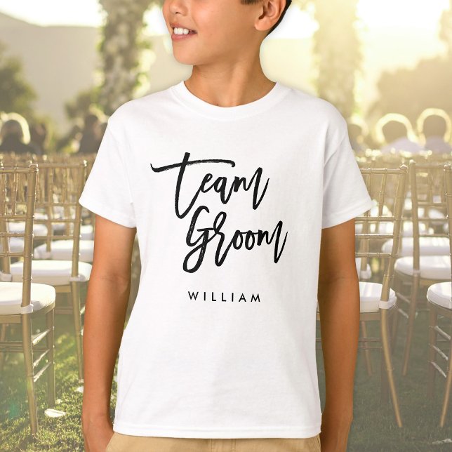 T-shirt Pinceau tendance chic écriture noire Équipe Groom (Créateur téléchargé)