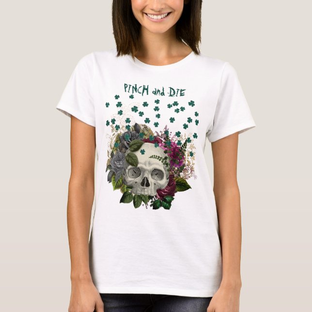T-shirt Pinch et mort du crâne Shamrock floral (Devant)