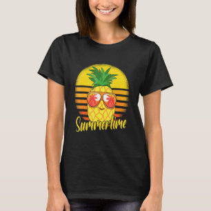T-shirt Pineapple d'été Rétro Coucher de soleil Vacances P