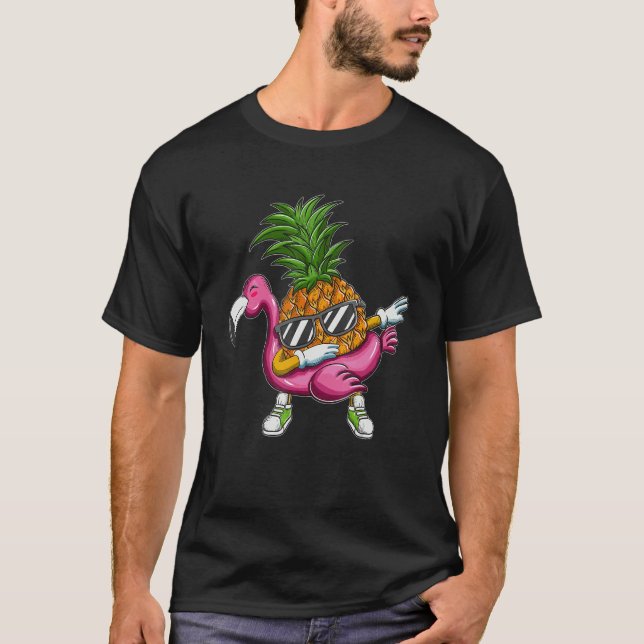 T-shirt Pineapple Flamingo Floating Beach Holiday Holiday  (Devant)