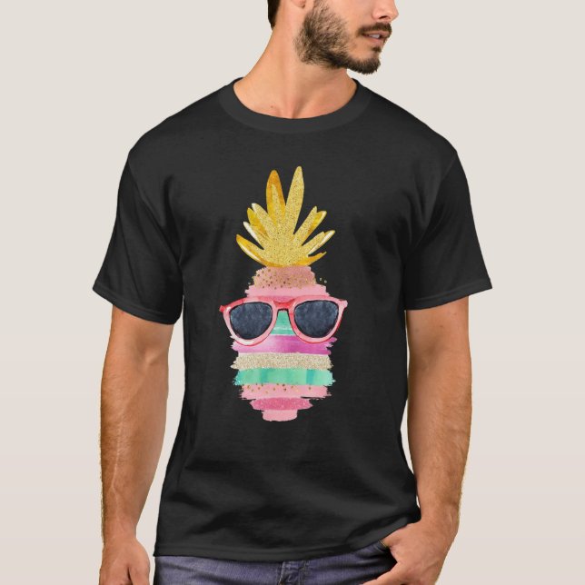 T-shirt Pineapple Sunglasses Aloha Beaches Hawaii Hawaiian (Devant)