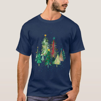 T-shirt Pines and spruces forest Christmas trees decoratio