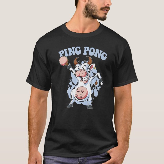 T-shirt Ping Pong Dabbing Cow Outfit Tabtennis Animal Ta (Devant)