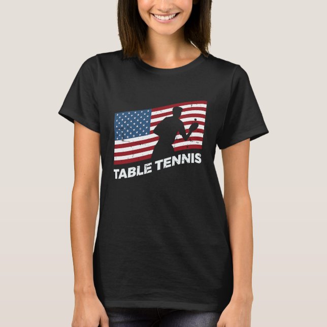 T-shirt Ping Pong Player USA Drapeau Table Tennis (Devant)