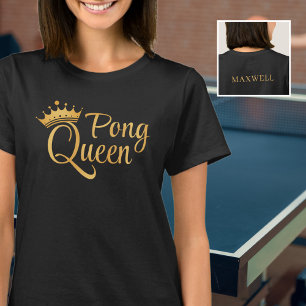 T-shirt Ping Pong Queen Black Gold Nom