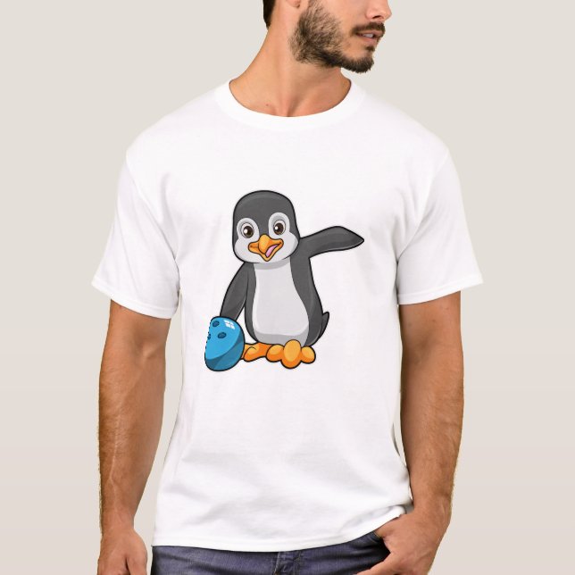 T-shirt Pingouin à Bowling avec Bowling (Devant)