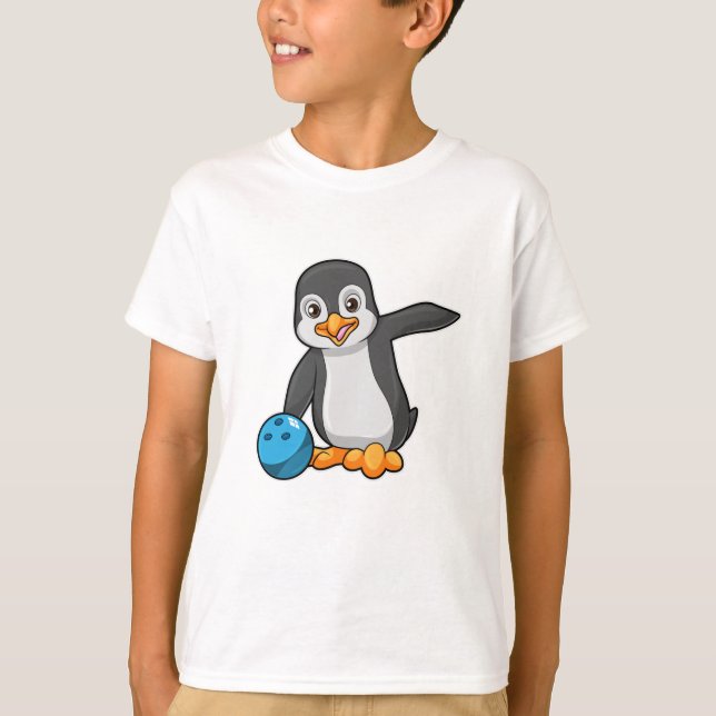 T-shirt Pingouin à Bowling avec Bowling (Devant)