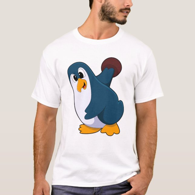 T-shirt Pingouin à Bowling avec Bowling (Devant)