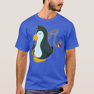 T-shirt Pingouin à la pêche avec canne à pêche