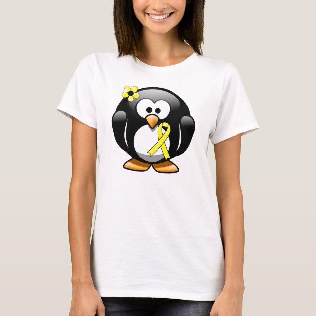T-shirt Pingouin à ruban de sensibilisation jaune (Devant)