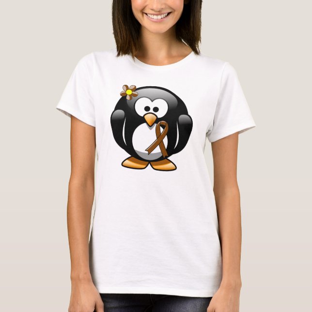 T-shirt Pingouin à ruban pour la sensibilisation Brown (Devant)