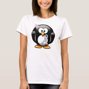 T-shirt Pingouin à ruban rose et bleu clair