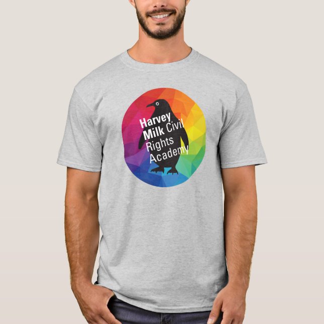 T-shirt Pingouin arc-en-ciel - Adulte régulier, gris (Devant)