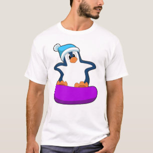 T-shirt Pingouin au snowboard avec snowboard