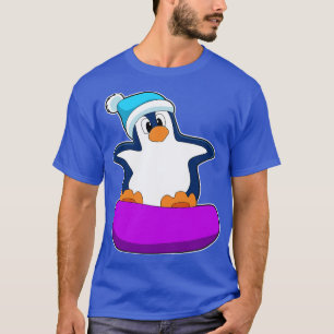 T-shirt Pingouin au snowboard avec snowboard