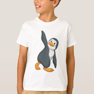 T-shirt Pingouin au Yoga Exercice d'étirement