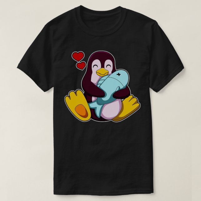 T-shirt Pingouin aux coeurs de poisson (Design devant)