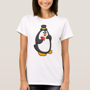 T-shirt Pingouin avec Casquette au Poker avec cartes de Po