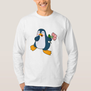T-shirt Pingouin avec fleur de rosa