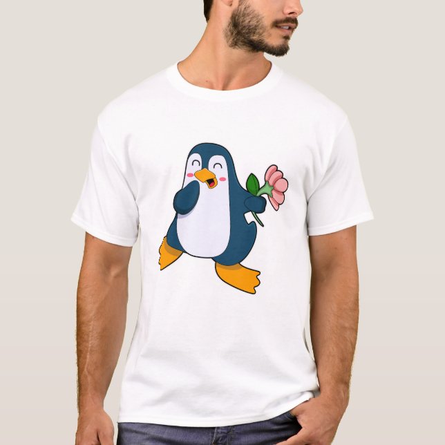 T-shirt Pingouin avec fleur de rosa (Devant)