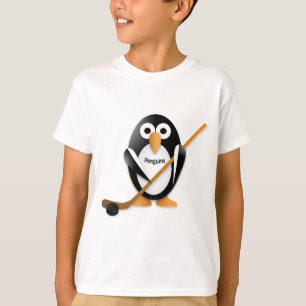 T-shirt Pingouin avec un bâton de hockey
