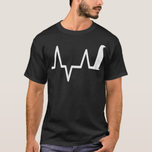 T-shirt pingouin battement de coeur drôle noir mignon oise