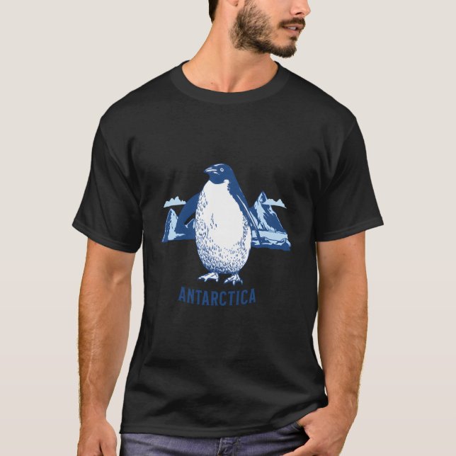 T-shirt Pingouin Bleu Dans Les Glaciers De L'Antarctique (Devant)