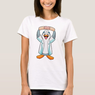 T-shirt Pingouin comme docteur avec plâtre