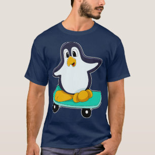 T-shirt Pingouin comme patineur sur skateboard
