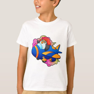 T-shirt Pingouin comme pilote avec avion