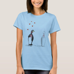 T-shirt Pingouin dans l'amour avec le Pin de bowling