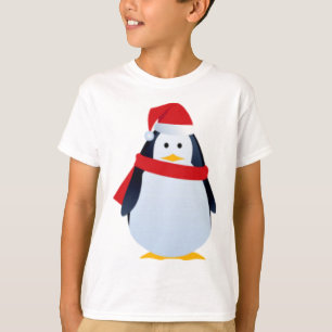 T-shirt Pingouin de Noël dans un casquette de Père Noël