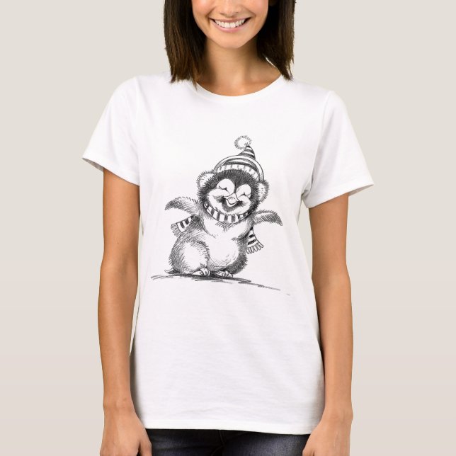 T-shirt Pingouin de Noël mignon, Joyeux bébé oiseau (Devant)