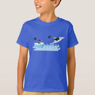 T-shirt Pingouin de pirate avec le requin