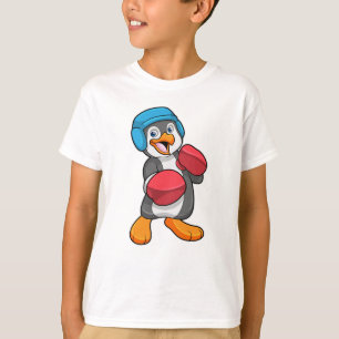 T-shirt Pingouin en boîte avec gants et casque de boxe