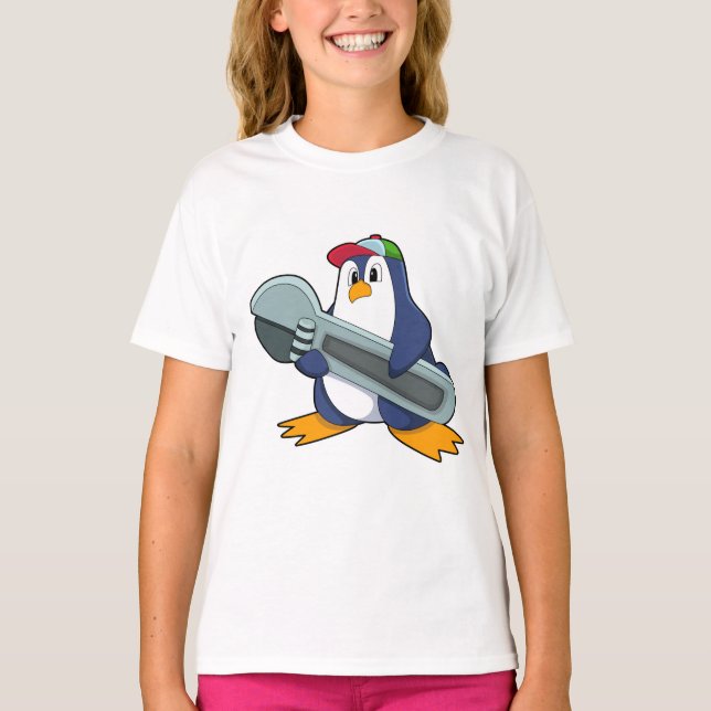 T-shirt Pingouin en mécanique avec outil (Devant)