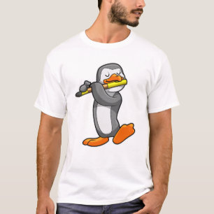 T-shirt Pingouin en musique avec Flûte