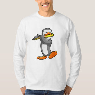 T-shirt Pingouin en musique avec Flûte