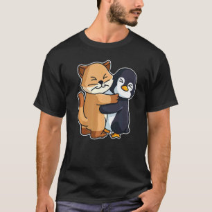 T-shirt Pingouin Et Kitten Mignons Animaux Pour Femmes Ani