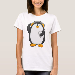 T-shirt Pingouin et téléphone mobile avec casque