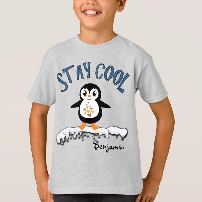 T-shirt Pingouin frais de séjour sur les garçons mignons (Devant)