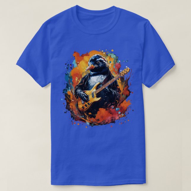T-shirt Pingouin Jouer de la guitare (Design devant)